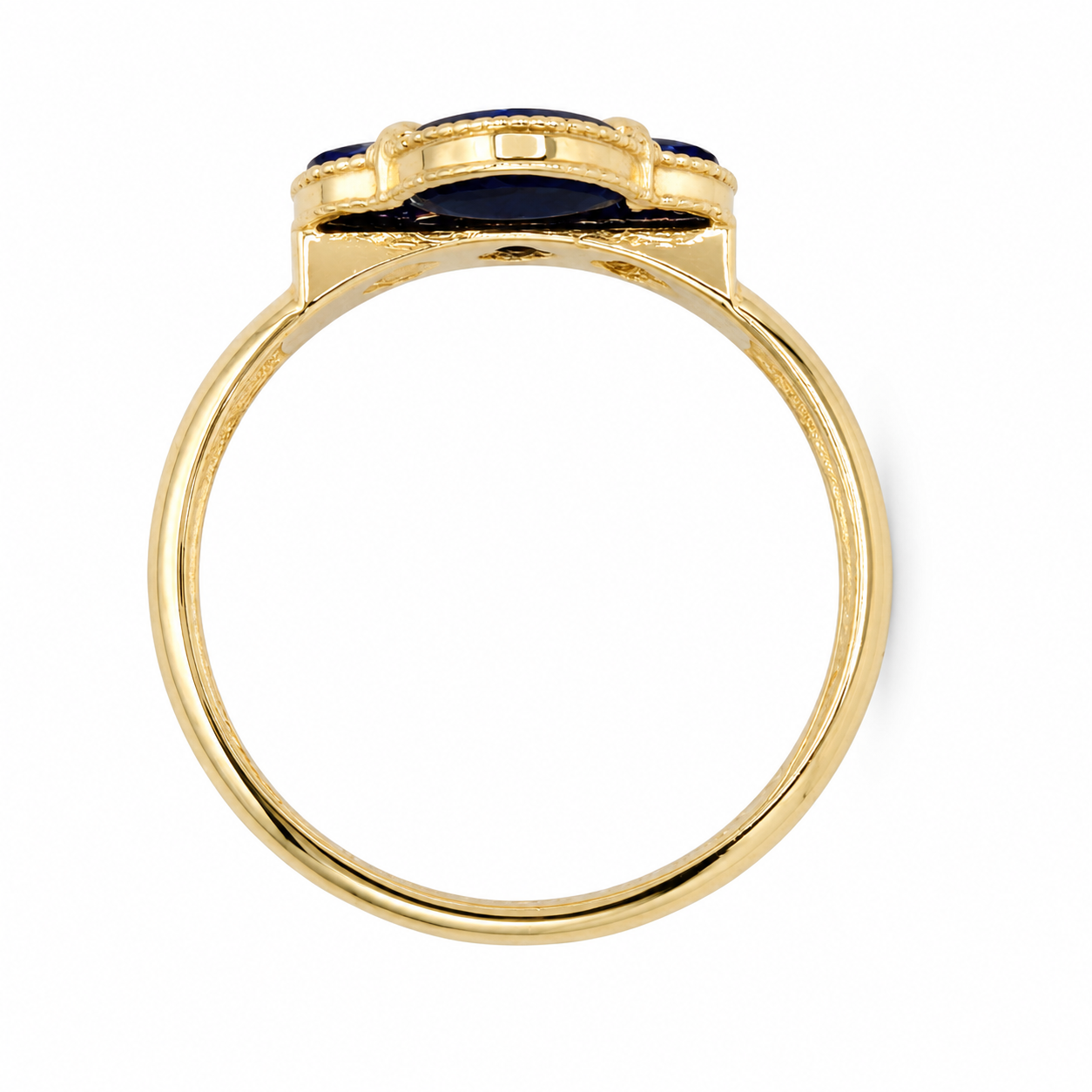 10K Yellow Gold Four-Leaf Clover Blue Semi-Precious Stone Ring
