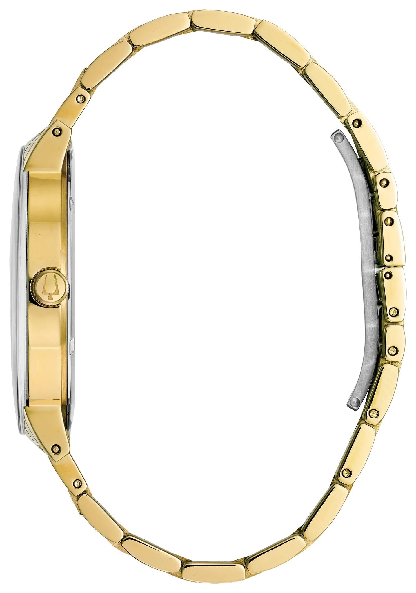 Bulova 97D116 men's Modern black dial yellow gold steel bracelet diamond watch