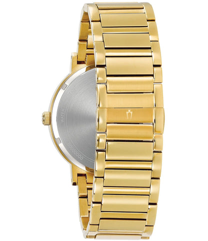 Bulova 97D116 men's Modern black dial yellow gold steel bracelet diamond watch