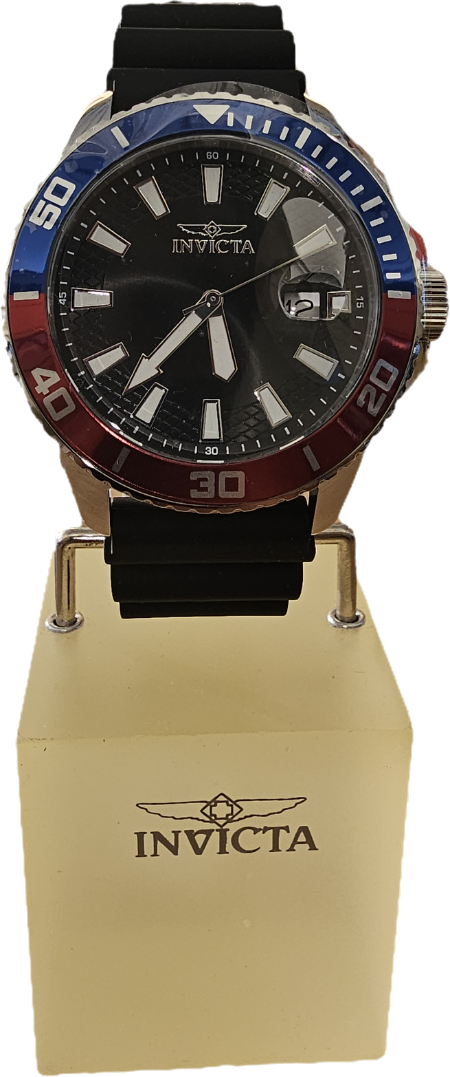 Invicta Pro Diver Men’s Watch Black Dial and Blue-Red Chronograph