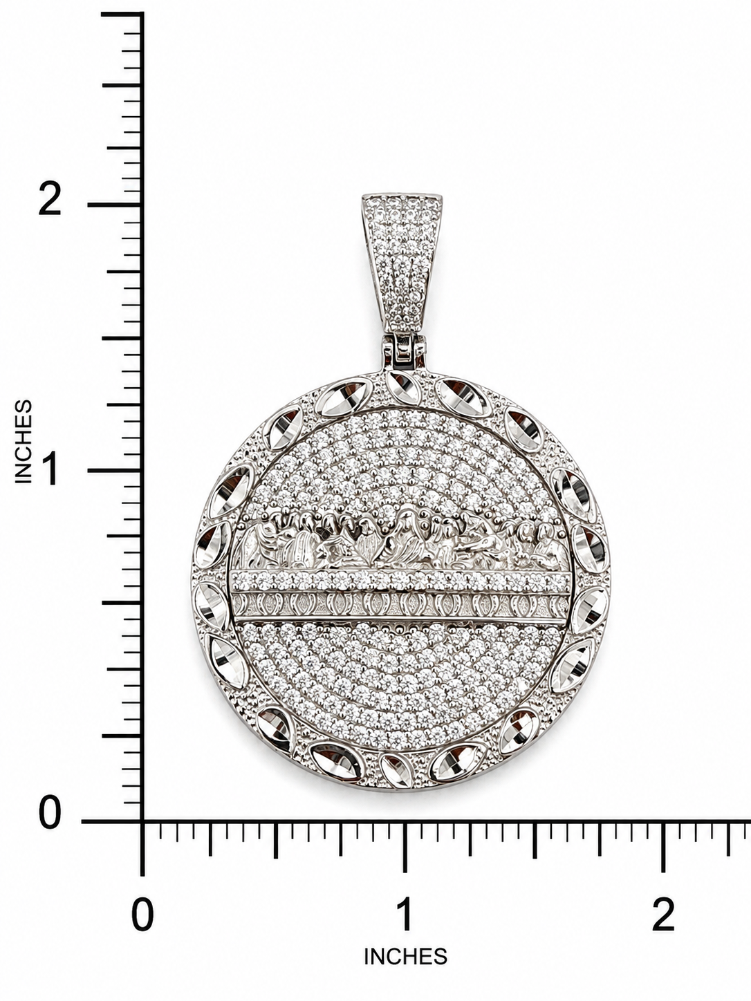 Round Religious Medallion Pendant with CZ-Style Stones