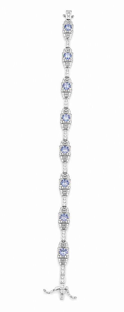 925 Sterling Silver Lavender CZ Halo Bracelet