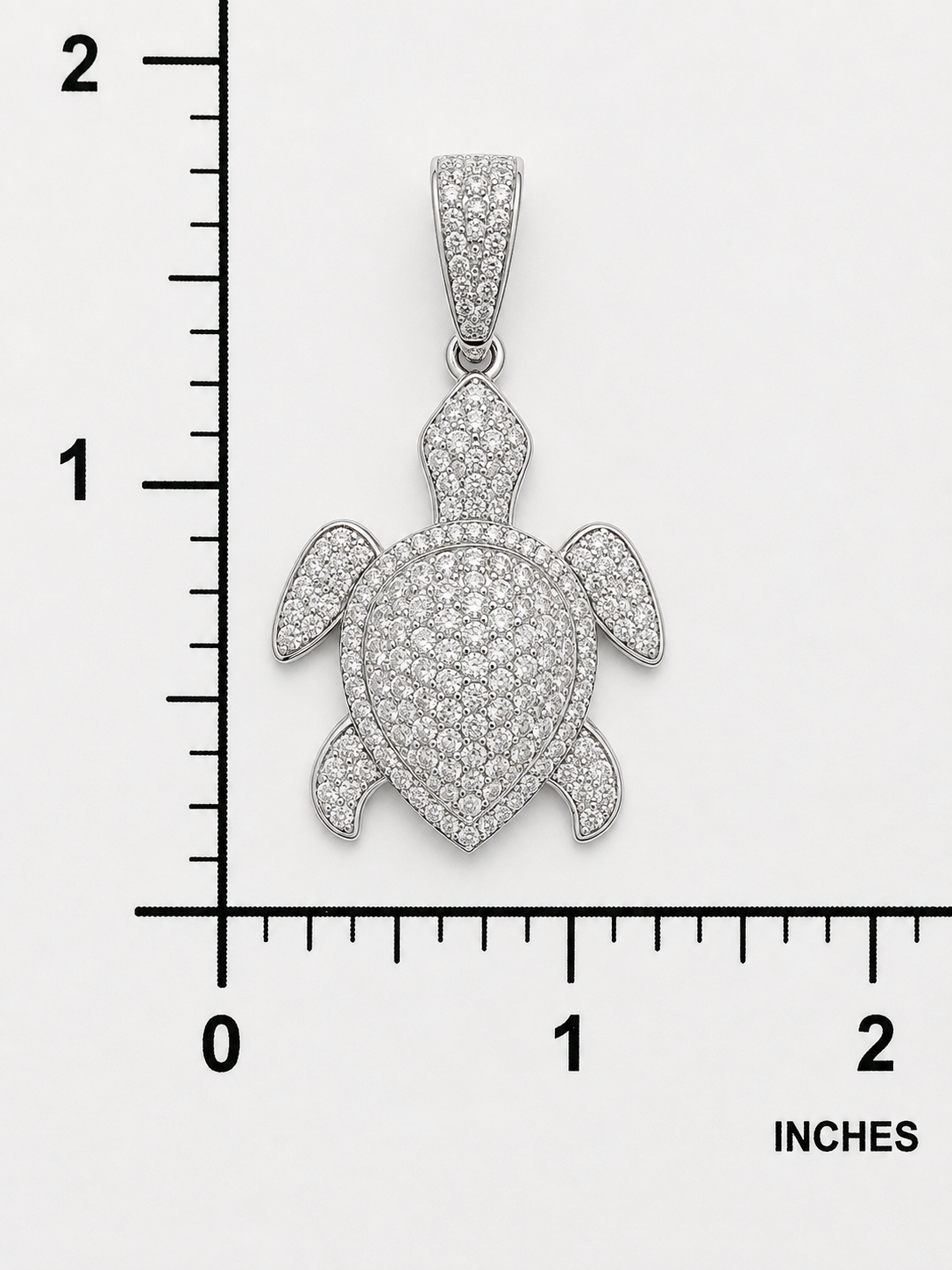 925 Sterling Silver Pavé Turtle CZ Pendant