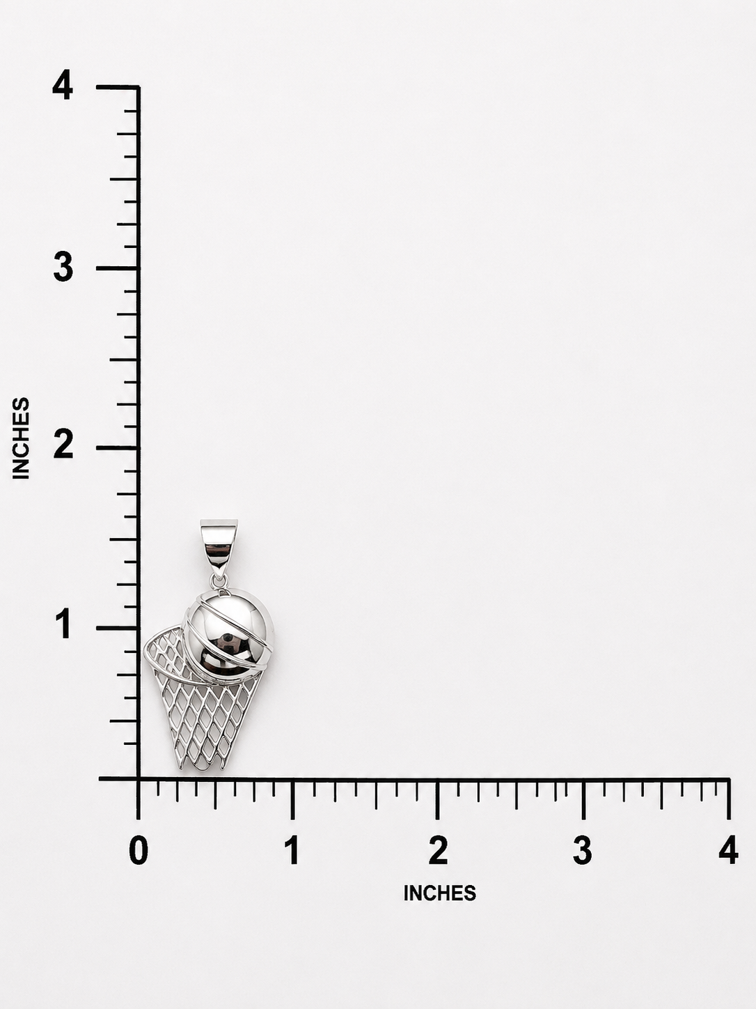 925 Sterling Silver Basketball Hoop Pendant