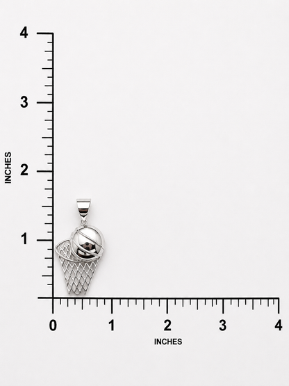 925 Sterling Silver Basketball Hoop Pendant