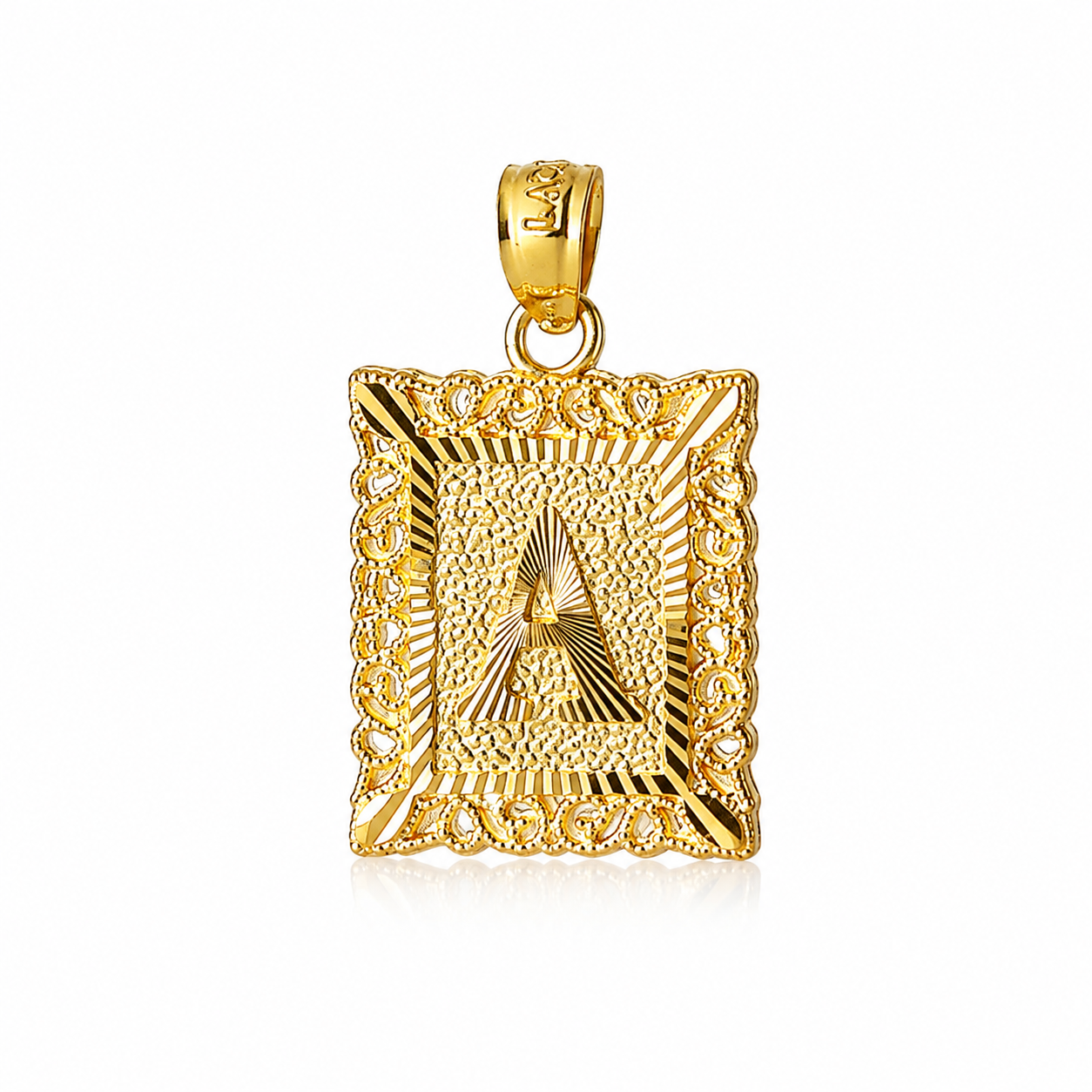 10K Gold Filigree Initial Letter A Pendant – Unisex