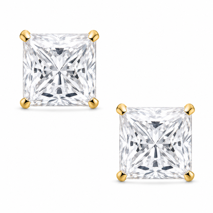 14K Gold Princess-Cut Stud Earrings