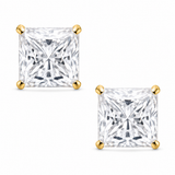14K Gold Princess-Cut Stud Earrings