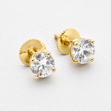 14K Yellow Gold Solitaire Moissanite Solitaire Stud Earrings