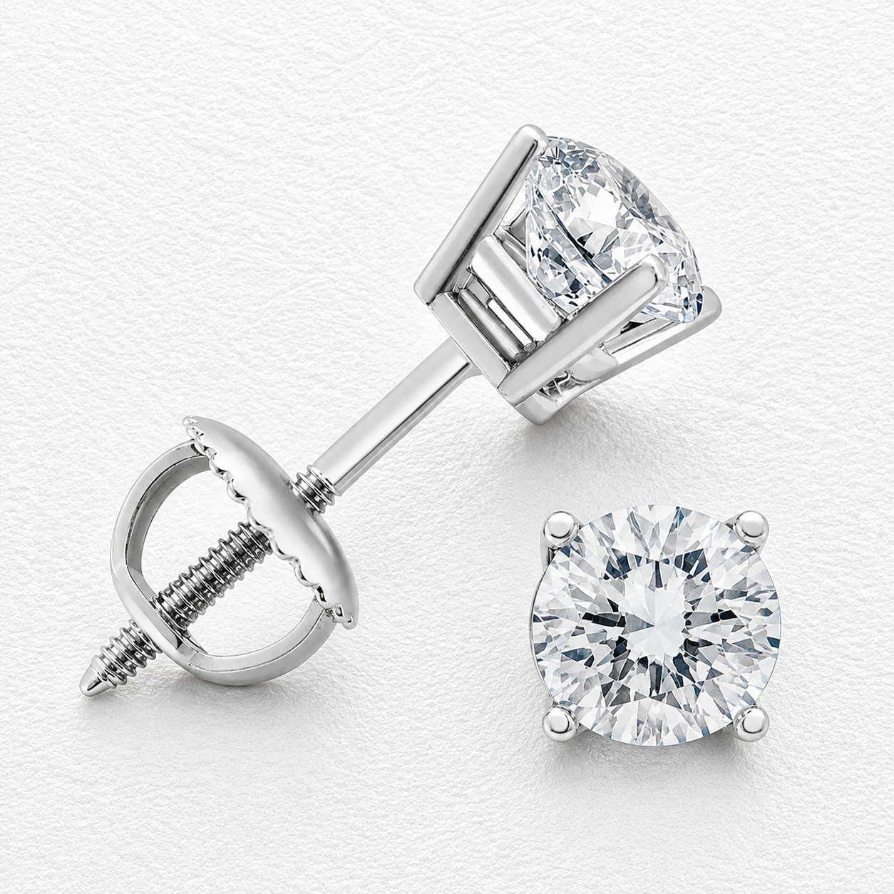 14K Yellow Gold Solitaire Moissanite Solitaire Stud Earrings