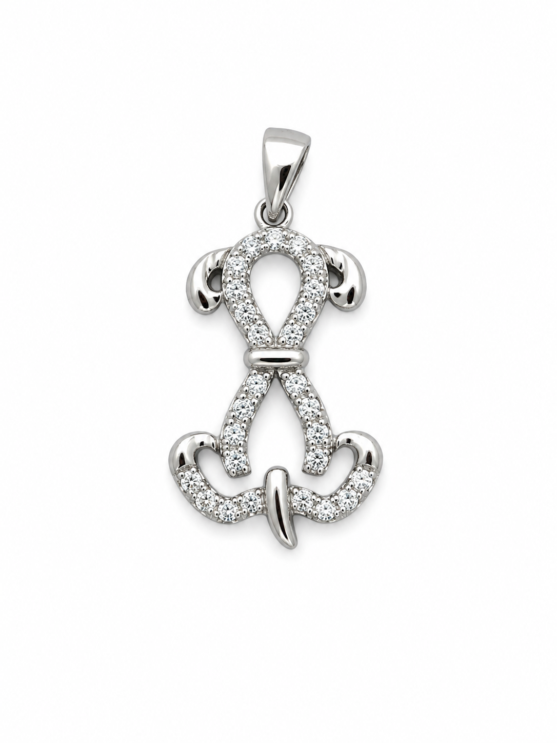 925 Sterling Silver Dog Outline CZ Pendant