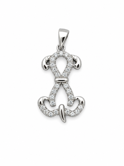 925 Sterling Silver Dog Outline CZ Pendant
