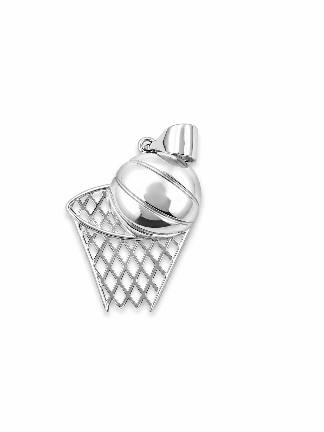 925 Sterling Silver Basketball Hoop Pendant