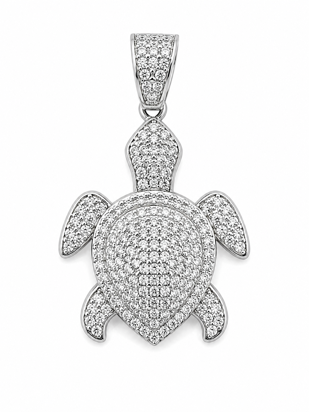 925 Sterling Silver Pavé Turtle CZ Pendant