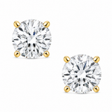 14K Yellow Gold Round Cubic Zirconia Stud Earrings