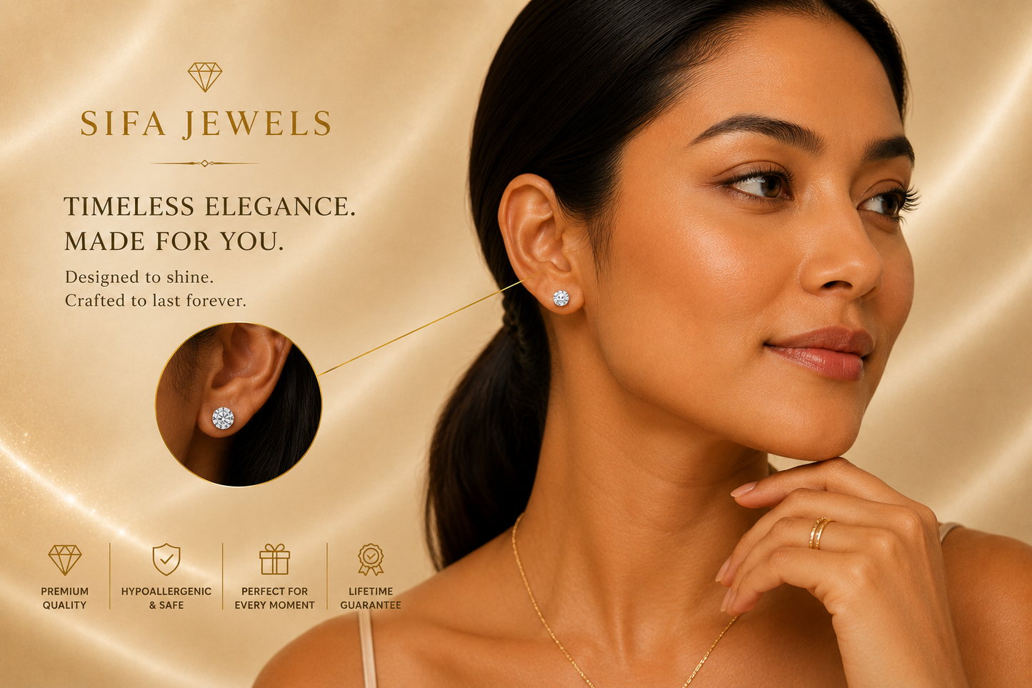14K Yellow Gold Round Cubic Zirconia Stud Earrings