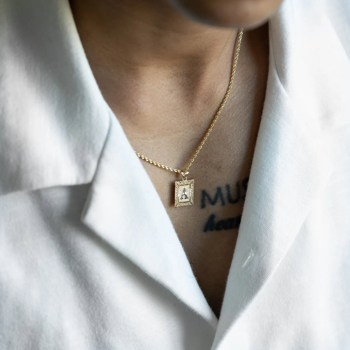 10K Gold Filigree Initial Letter A Pendant – Unisex