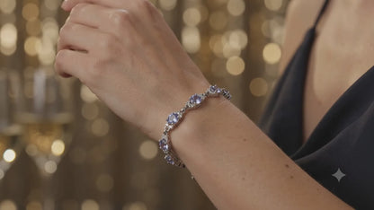 925 Sterling Silver Lavender CZ Halo Bracelet