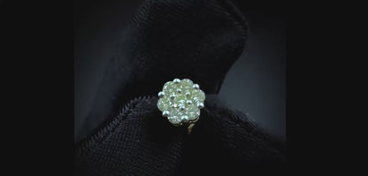 14K Gold Moissanite Cluster Stud Earrings – Screw Back | Flower Design