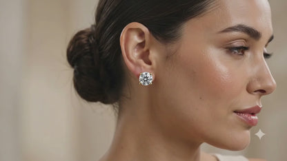 14K Yellow Gold Solitaire Moissanite Solitaire Stud Earrings