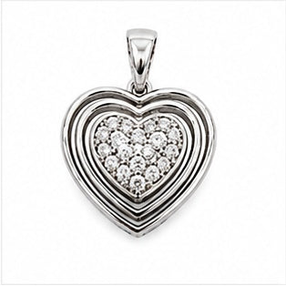 925 Sterling Silver Layered Heart CZ Pendant