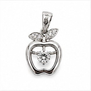 925 Sterling Silver Apple Spinner CZ Pendant