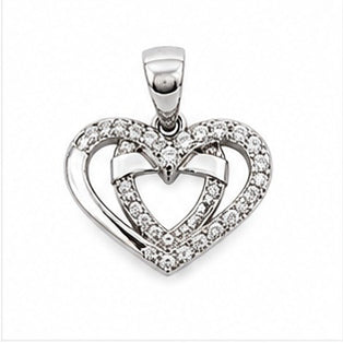 925 Sterling Silver Double Heart CZ Pendant