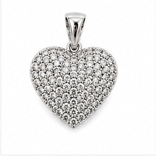 925 Sterling Silver Open Heart CZ Accent Pendant