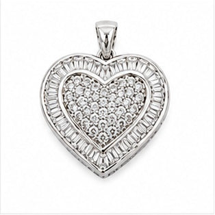 925 Sterling Silver Pavé Heart CZ Pendant