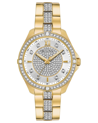BULOVA CRYSTAL GOLD-TONE 98L228