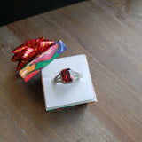 Ladies silver ring with red stone
