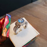 Ladies Silver Ring with Blue Stone