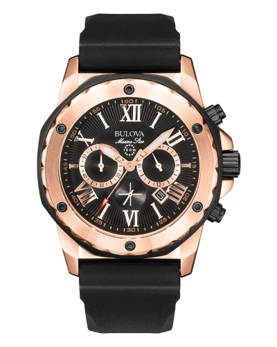 Bulova Marine Star stainless steel with black and rose-gold ion-plated finish