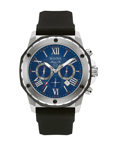 BULOVA MARINE STAR BLACK STRAP  Six hand chronograph with calendar