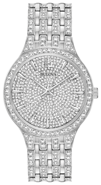 BULOVA Swarovski® Crystals. Silver tone stainless steel