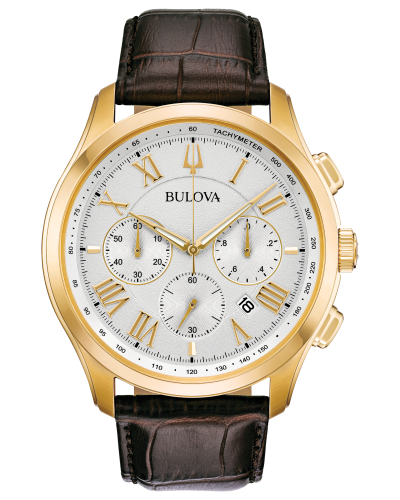 BULOVA Wilton six-hand chronograph function. Gold-tone stainless steel case