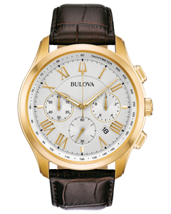 BULOVA Wilton six-hand chronograph function. Gold-tone stainless steel case