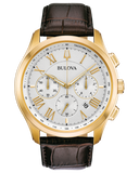 BULOVA Wilton six-hand chronograph function. Gold-tone stainless steel case